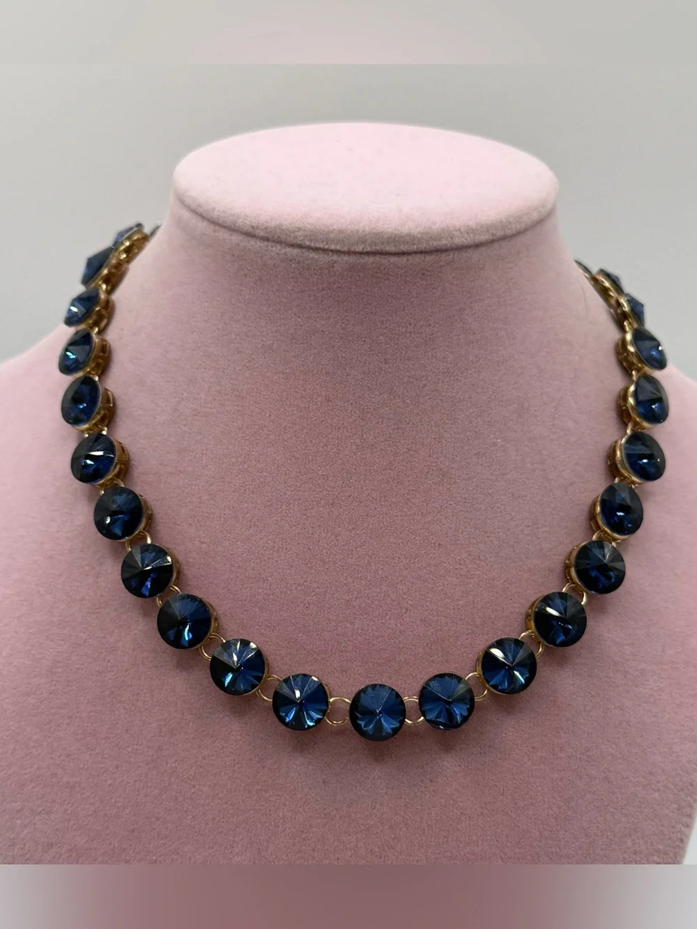 Classic dark Navy Crystal disc Link Necklace - Women Jewelry